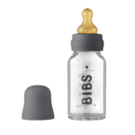 Bibs Sutteflaske 110 ml i glas & Iron, rund latex flaskesut (slow flow)