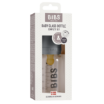 Bibs Sutteflaske 110 ml i glas & Iron, rund latex flaskesut (slow flow)
